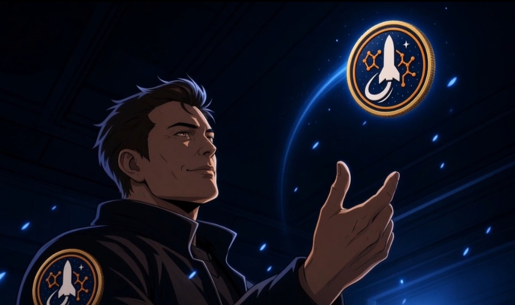 SpaceXcoin explorer beneath an orbital emblem